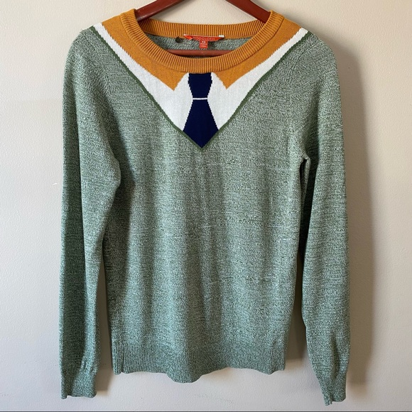 Modcloth Green and Yellow Crew Neck Sweater - Picture 2 of 10